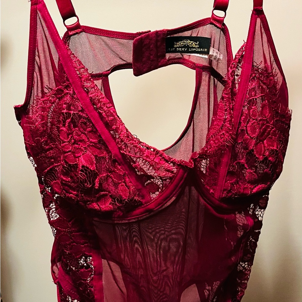Elegant Red Lace Teddy (no snaps)
